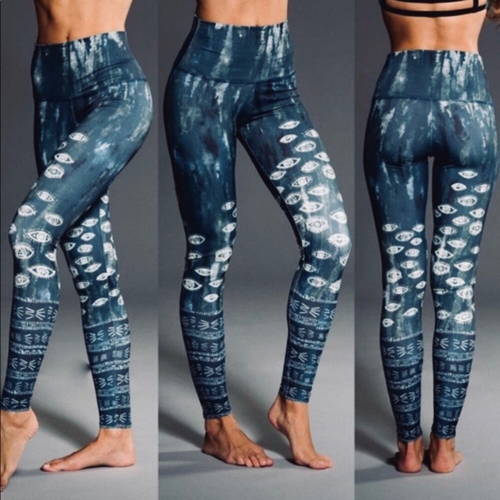 Onzie XS High Rise Graphic Legging Evil Eye Yoga Zen Barre Full Length Pants